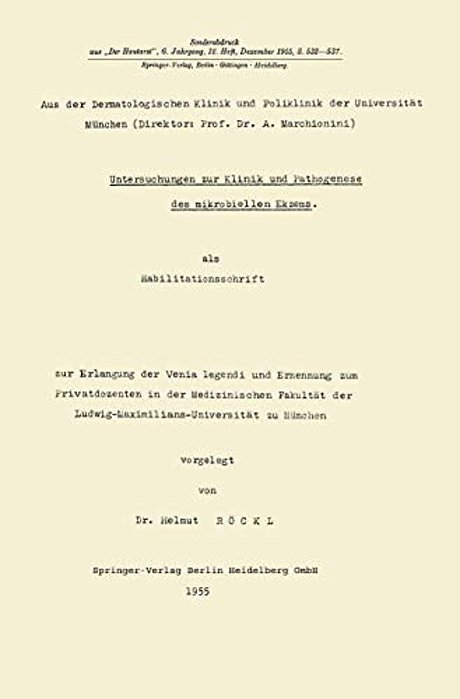 Untersuchungen Zur Klinik Und Pathogenese Des Mikrobiellen Ekzems-..