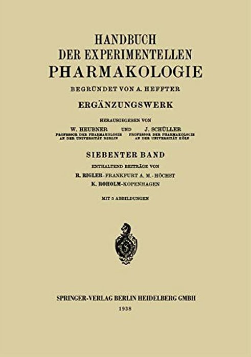 Handbuch Der Experimentellen Pharmakologie: Ergänzungswerk-..