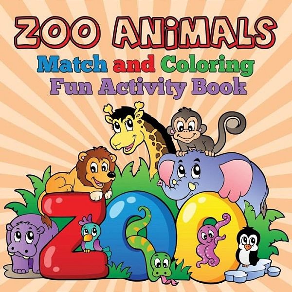 Zoo Animals - Match And Coloring Fun Activity Book-..