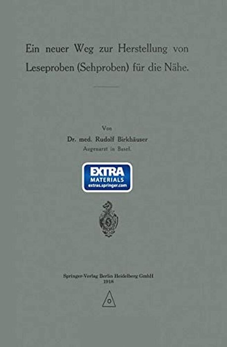 Ein Neuer Weg Zur Herstellung Von Leseproben (Sehproben) Für Die Nähe-..