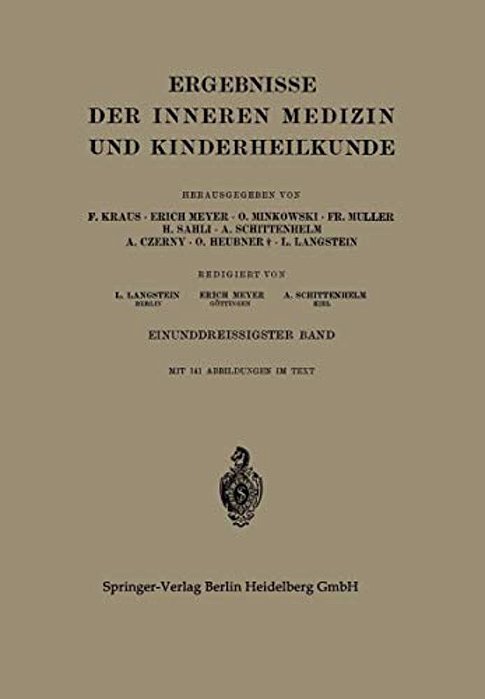 Ergebnisse Der Inneren Medizin Und Kinderheilkunde-..