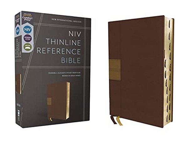 Niv, Thinline Reference Bible (Deep Study At A Portable Size), Leathersoft, Brown, Red Letter, Thumb Indexed, Comfort Print-..