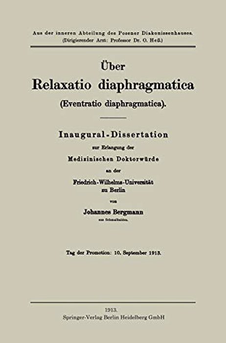Über Relaxatio Diaphragmatica (Eventratio Diaphragmatica)-..