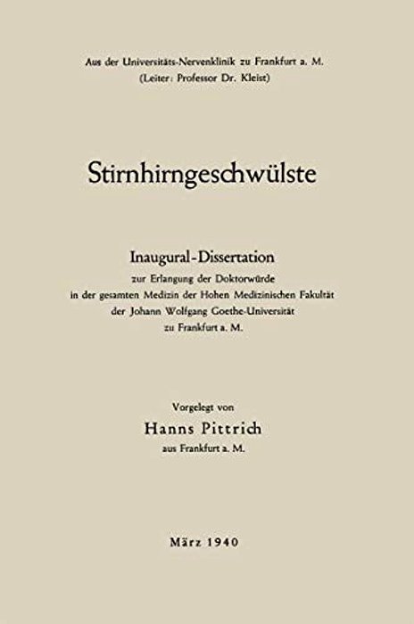 Stirnhirngeschwülste: Inaugural-Dissertation-..