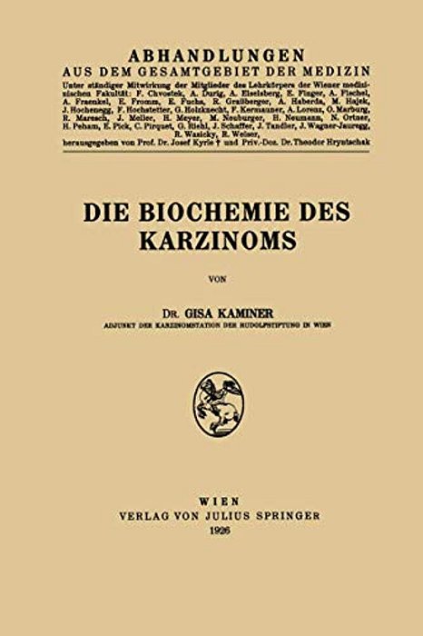 Die Biochemie Des Karzinoms-..