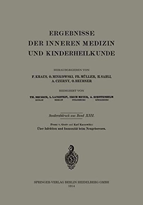 Über Infektion Und Immunität Beim Neugeborenen-..