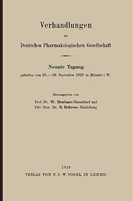 Verhandlungen Der Deutschen Pharmakologischen Gesellschaft-..