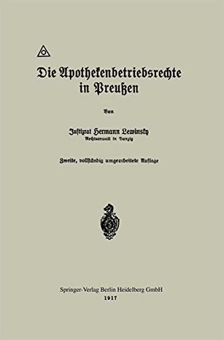 Die Apothekenbetriebsrechte In Preußen-..