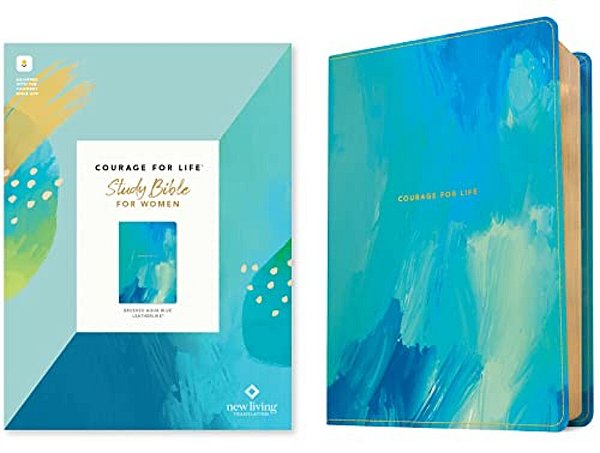 Nlt Courage For Life Study Bible For Women, Filament Enabled (Leatherlike, Brushed Aqua Blue)-..