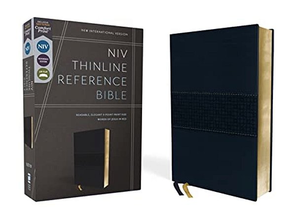 Niv, Thinline Reference Bible (Deep Study At A Portable Size), Leathersoft, Navy, Red Letter, Comfort Print-..