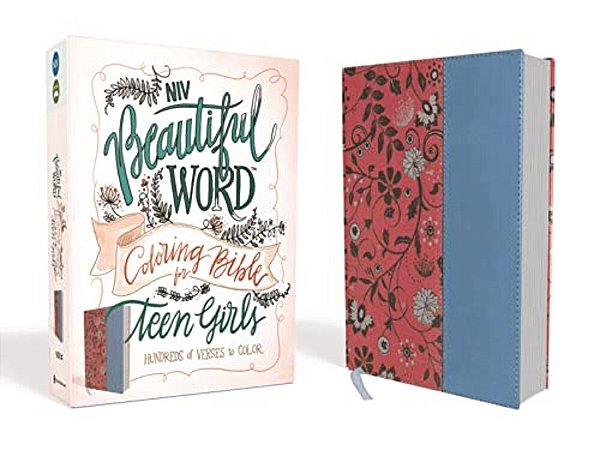 Niv, Beautiful Word Coloring Bible For Teen Girls, Imitation Leather, Pink/Blue: Hundreds Of Verses To Color-..