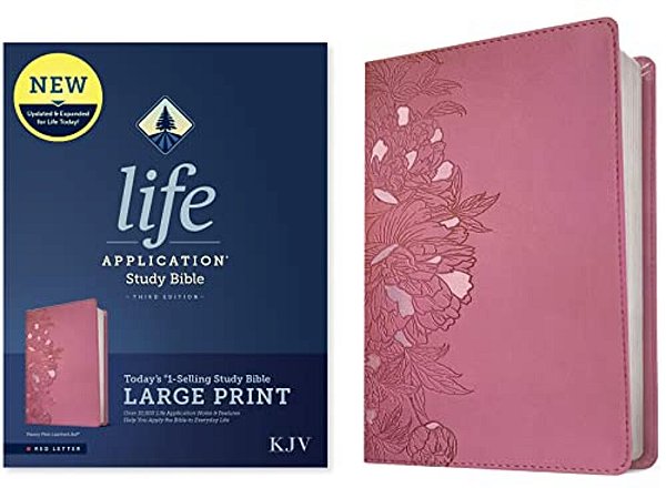Kjv Life Application Study Bible, Third Edition, Large Print (Leatherlike, Peony Pink, Red Letter)-..