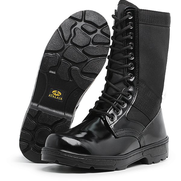 Coturno Rico Militar - Extra Leve - Preto - COM ZÍPER