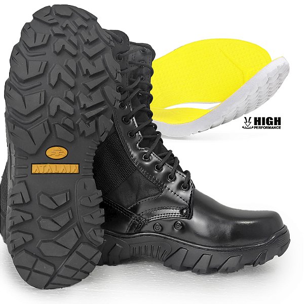 Coturno Rico Militar - Patriota - Preto - COM ZÍPER - SOLADO EXCLUSIVO