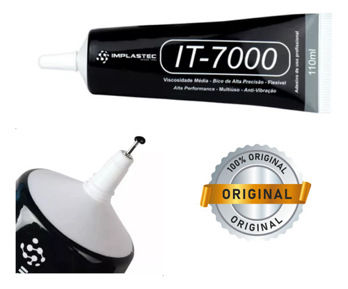 Cola Adesiva Multiuso Preto Implastec 110ml
