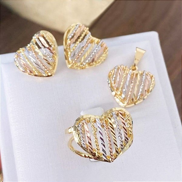 Brinco Coração banhado a outro 18k Cod 306