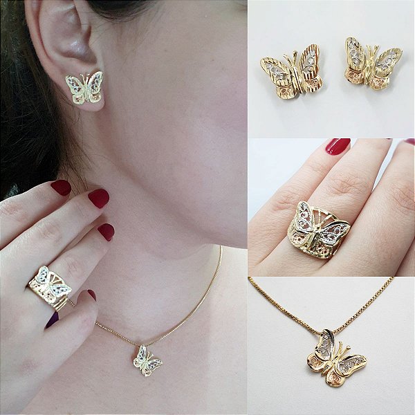 Combo Anel Colar e Brinco Cod 326