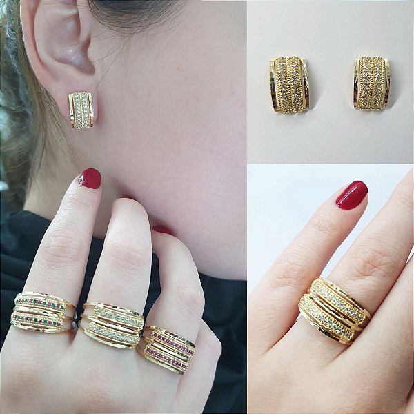 Combo Anel Colar e Brinco Cod 218