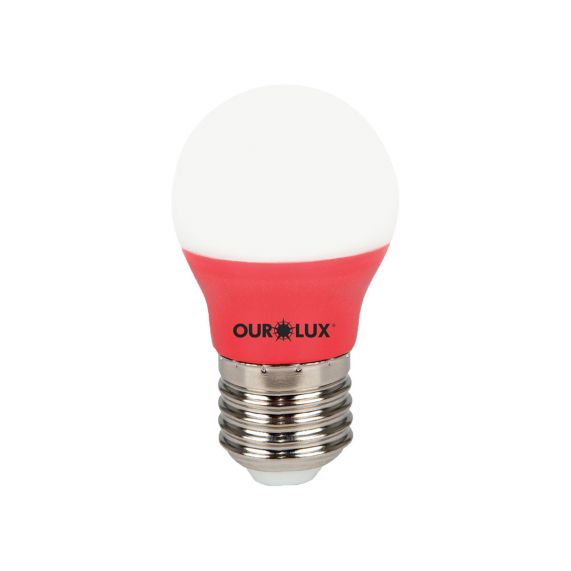 Lâmpada super led bolinha S30 3w bivolt vermelho ourolux.