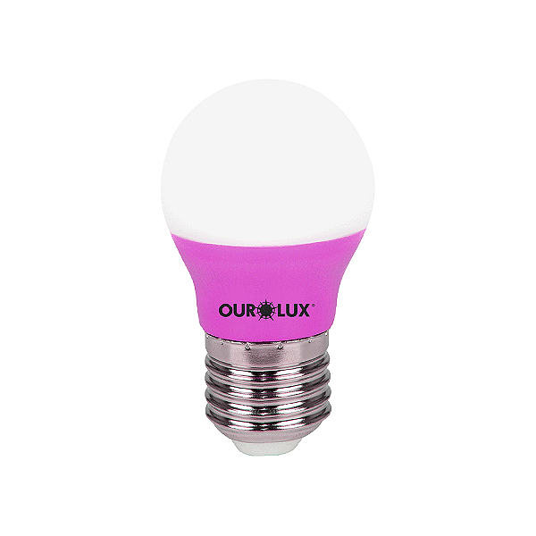 Lâmpada super led bolinha S30 3w bivolt rosa ourolux IP66.
