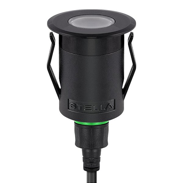 Balizador de Solo Chão LED Up Redondo Externo 3000K 1W IP67 24V Ø4,1x7,3cm Alumínio Preto.
