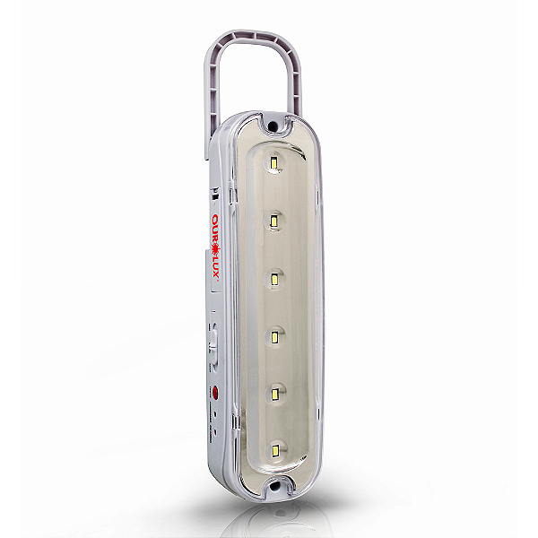 Luminária de Emergência 06 Superleds com Pilhas recarregáveis 1W 6400k.