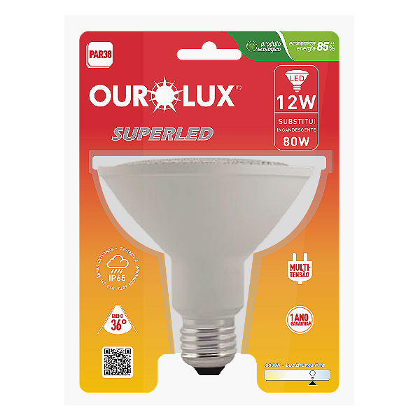 Lâmpada Superled PAR38 12W bivolt 6500K IP65 36º S.