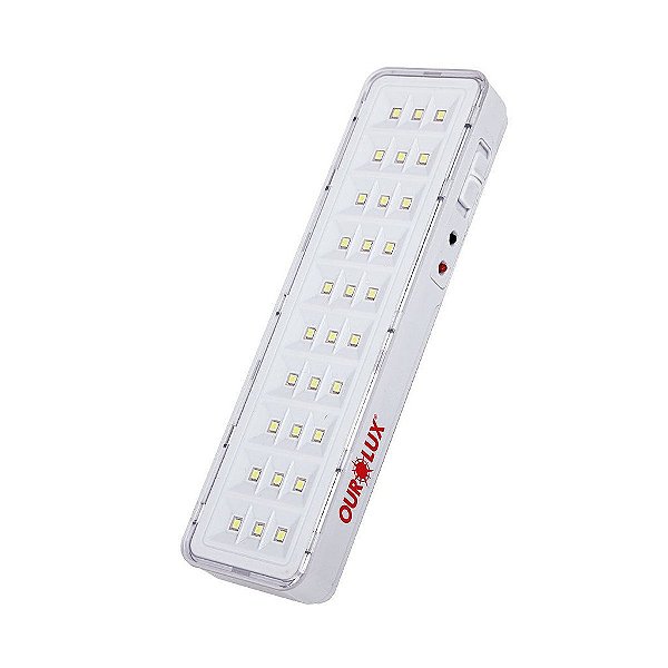 Luminária de Emergência 30 LEDS Lítio sem alça 2W 6500k Ourolux.