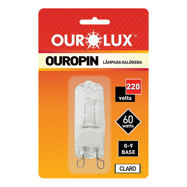 Lâmpada Halógena Ouropin G9 60W 220V Clara.