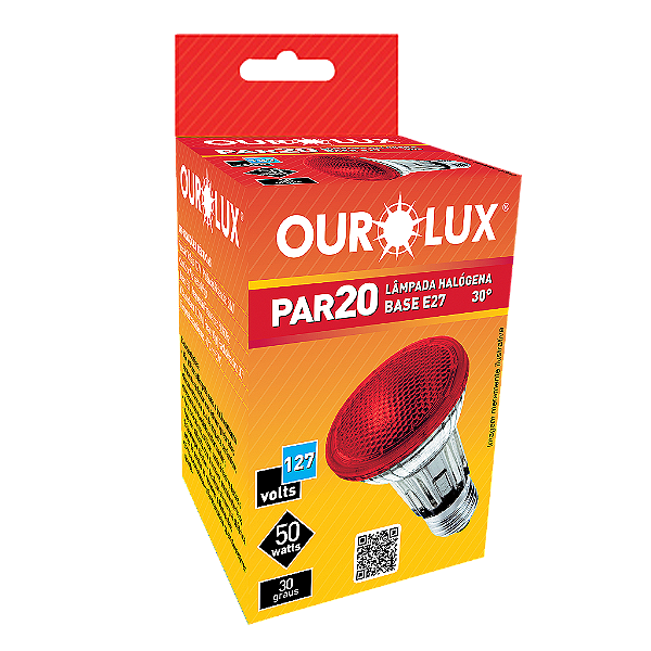 Lâmpada Halógena PAR20 50W 127V 30º Vermelho.