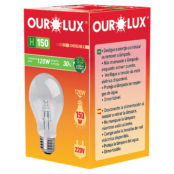 Lâmpada Eco Halógena Clara H150 120W 220V IP65.