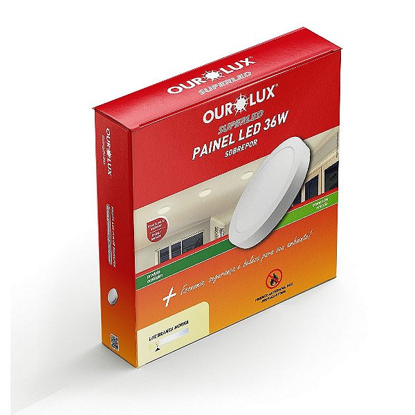 Plafon Superled Sobrepor 36W Bivolt 2700K Redondo Ø 40cm.