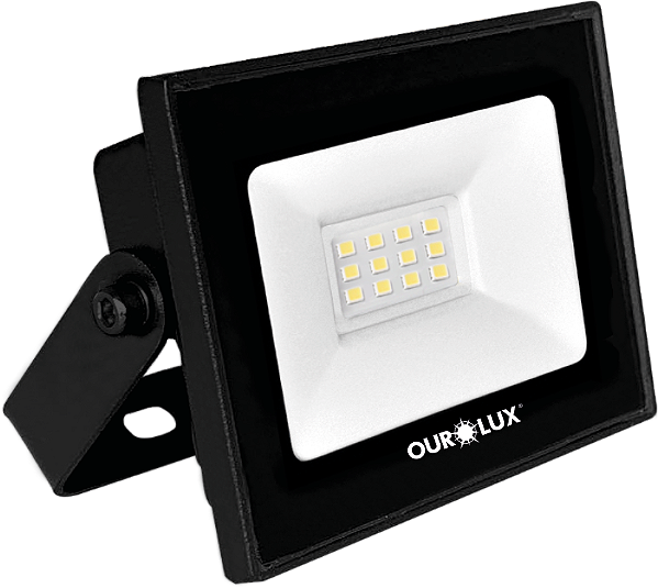 Refletor Superled Projetor Slim 10W Preto 6500K bivolt.
