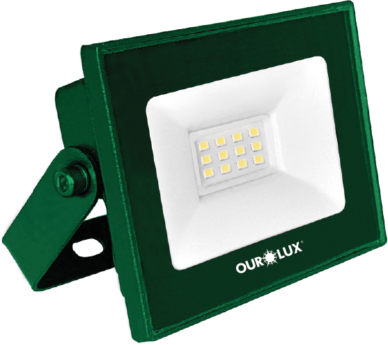 Refletor Superled Projetor Slim 10W Verde bivolt.