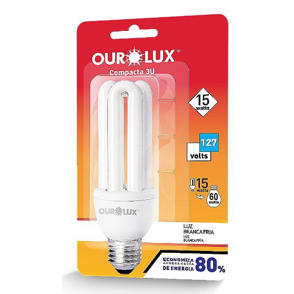 Lâmpada Fluorescente 3U 15W 127V 6400K.