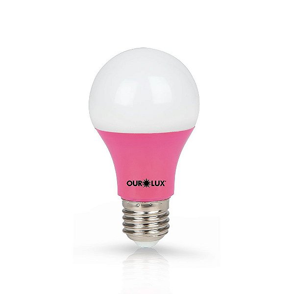 Lâmpada Superled Ouro 60 Colors 7W bivolt Rosa IP66.