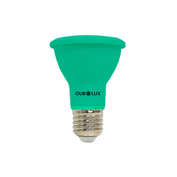 Lâmpada Superled PAR20 6W IP65 38° verde bivolt.