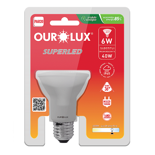 Lâmpada Superled PAR20 6W bivolt 6500K IP65 36º S.