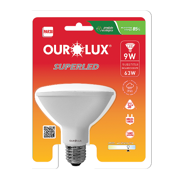 Lâmpada Superled PAR30 9W bivolt 6500K IP65 36º S.