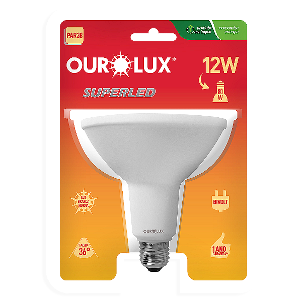 Lâmpada Superled PAR38 14W bivolt dimerizável 2700K 36°.