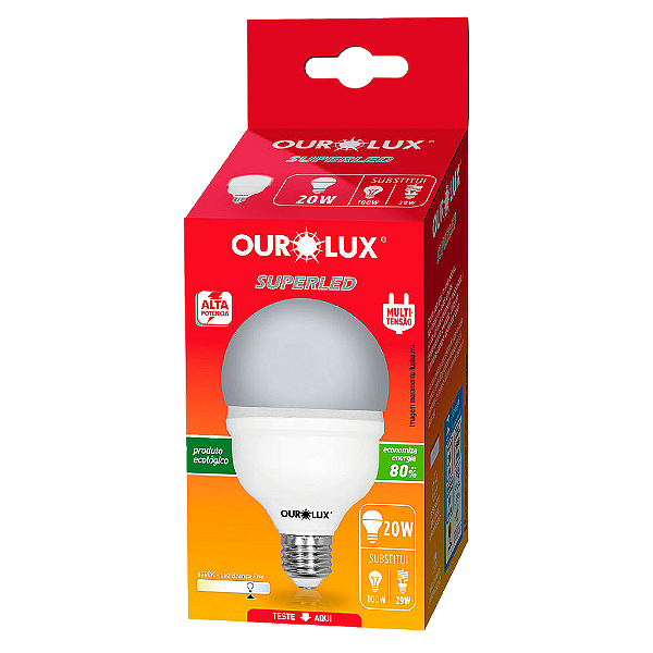 Lâmpada Superled Alta Potência T 20W Bivolt 6500K E27.