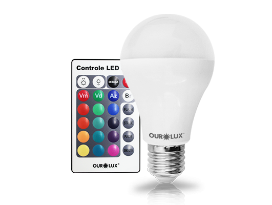 Lâmpada Inteligente Controled 5W RGBW Multicolors bivolt.