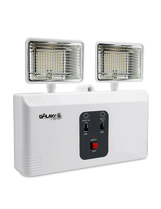 Luminária de emergência 10W 2 faróis led 1200lm 6500k branco frio bivolt.