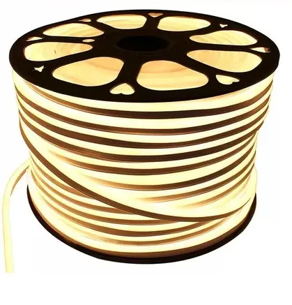 Fita LED Neon 12W/M 1.200W 12V 100 metros externo IP65 3000K branco quente.