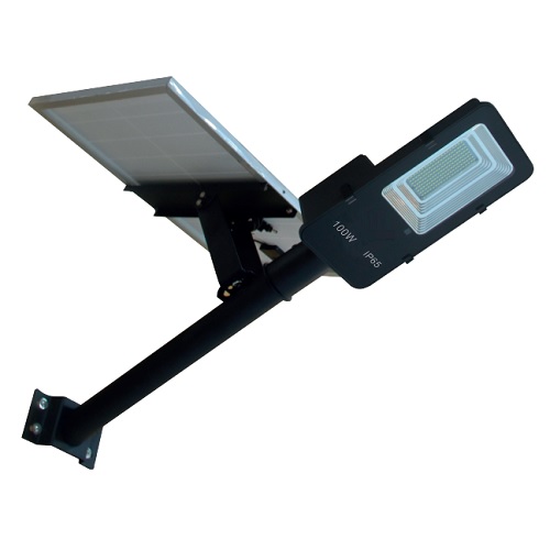 Luminária LED Pública 100W Preta Solar IP65 6500K INMETRO.