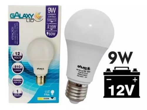 Lâmpada Bulbo Led 9w 6500k 12v E27 Galaxy Led.