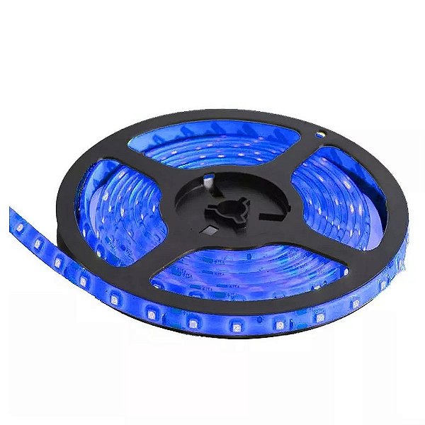 Fita led 5050 rolo 5m 300 leds azul IP65 a prova d'água.