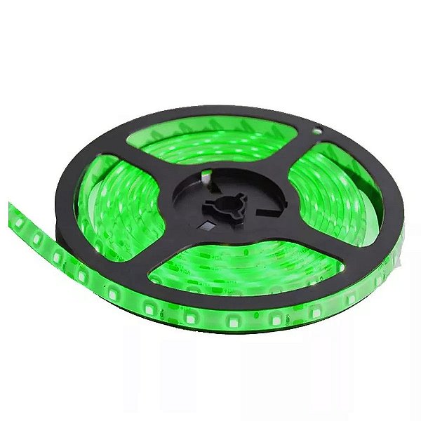 Fita led 5050 rolo 5m 300 leds verde IP65 a prova d'água.