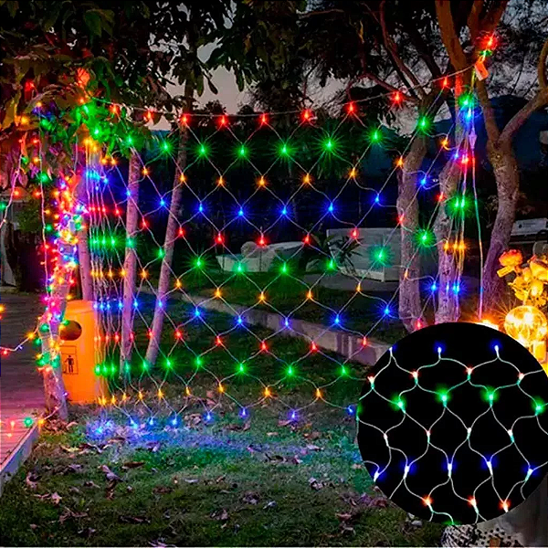 Rede de Natal sequencial com 320 LEDS colorido 8 funções 2,4m x 1,8m 127V.