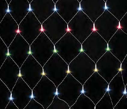 Rede de Natal sequencial com 144 LEDS Colorido fio branco 8 funções 1,5m x 1,3m bivolt.
